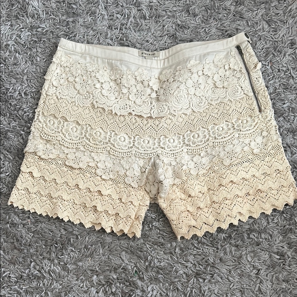 Nikibiki Cream High Waist Lace Shorts